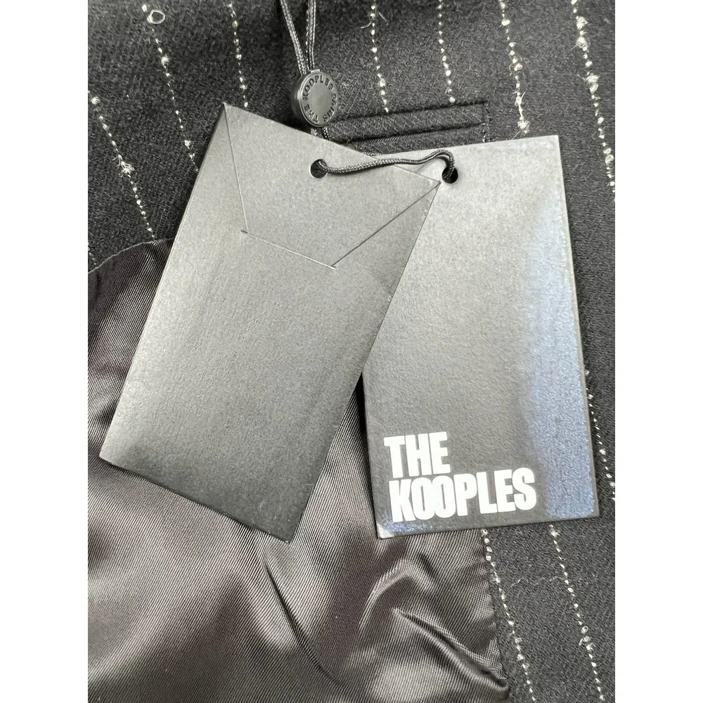 The Kooples Mens 38R Suit Jacket Black Pinstripe Wool Slim Fit HVES25004K NEW
